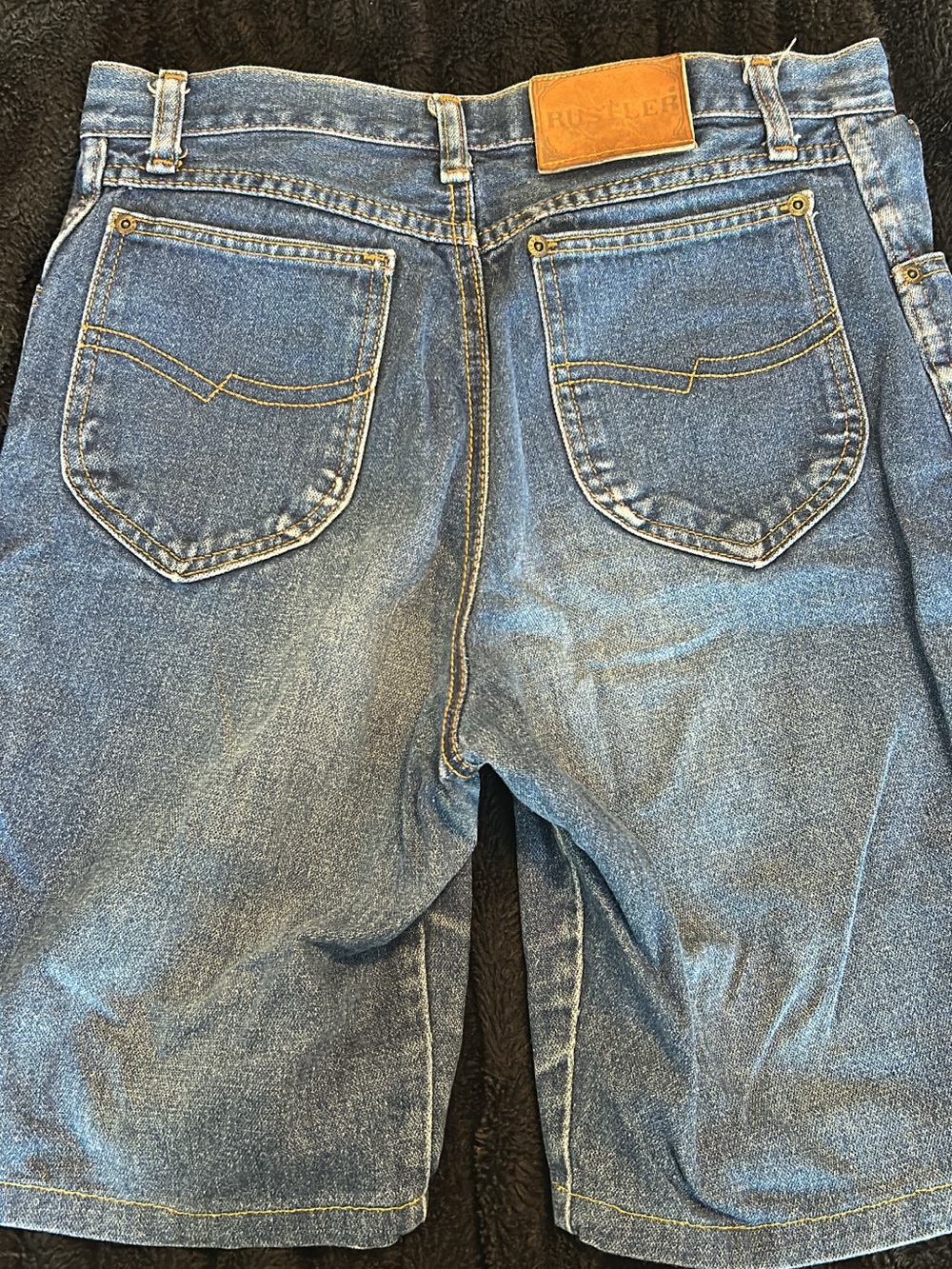 SMALL RUSTLER BLUE DENIM JORTS!